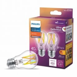 40-Watt Equivalent A15 Ultra Definition Dimmable Clear Glass E26 LED Light Bulb Soft White with Warm Glow 2700K (2-Pack) by Philips 17 40-Watt Equivalent A15 Ultra Definition Dimmable Clear Glass E26 LED Light Bulb Soft White with Warm Glow 2700K (2-Pack) by Philips -Philips Lighting Shop philips led light bulbs 564385 c3 1000