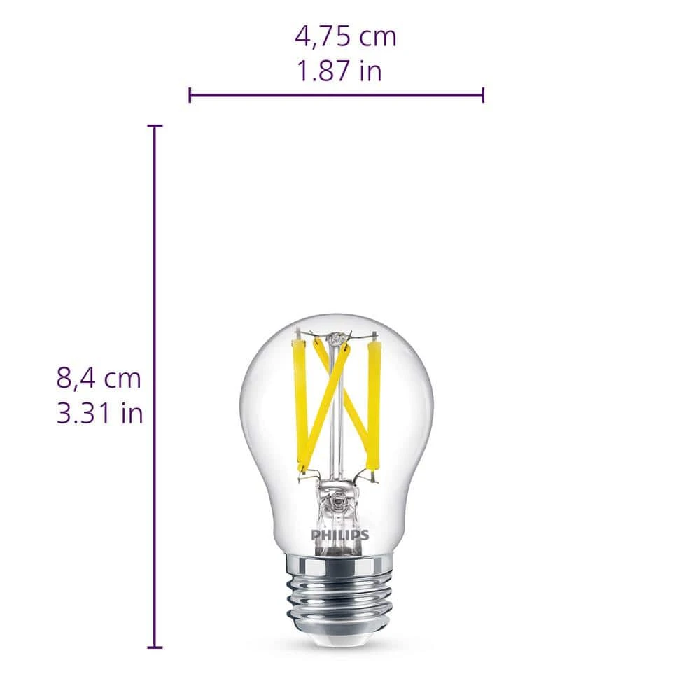 40-Watt Equivalent A15 Ultra Definition Dimmable Clear Glass E26 LED Light Bulb Soft White with Warm Glow 2700K (2-Pack) by Philips 4 40-Watt Equivalent A15 Ultra Definition Dimmable Clear Glass E26 LED Light Bulb Soft White with Warm Glow 2700K (2-Pack) by Philips - Image 2