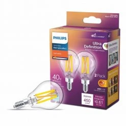 40-Watt Equivalent A15 Ultra Definition Dimmable Clear Glass E12 LED Light Bulb Soft White with Warm Glow 2700K (2-Pack) by Philips 14 40-Watt Equivalent A15 Ultra Definition Dimmable Clear Glass E12 LED Light Bulb Soft White with Warm Glow 2700K (2-Pack) by Philips -Philips Lighting Shop philips led light bulbs 564450 c3 1000