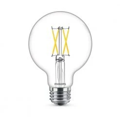60-Watt Equivalent Ultra Definition G25 Clear Glass Dimmable E26 LED Light Bulb Daylight 5000K (2-Pack) by Philips