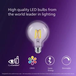 60-Watt Equivalent Ultra Definition G25 Clear Glass Dimmable E26 LED Light Bulb Daylight 5000K (2-Pack) by Philips -Philips Lighting Shop philips led light bulbs 564914 76 1000