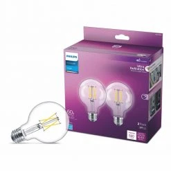 60-Watt Equivalent Ultra Definition G25 Clear Glass Dimmable E26 LED Light Bulb Daylight 5000K (2-Pack) by Philips -Philips Lighting Shop philips led light bulbs 564914 c3 1000