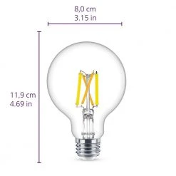 60-Watt Equivalent Ultra Definition G25 Clear Glass Dimmable E26 LED Light Bulb Daylight 5000K (2-Pack) by Philips -Philips Lighting Shop philips led light bulbs 564914 fa 1000