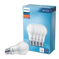 100-Watt Equivalent A19 Non-Dimmable E26 LED Light Bulb Soft White 2700K (4-Pack) by Philips -Philips Lighting Shop philips led light bulbs 565408 c3 1000