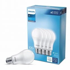 100-Watt Equivalent A19 Non-Dimmable E26 LED Light Bulb Daylight 5000K (4-Pack) by Philips -Philips Lighting Shop philips led light bulbs 565416 c3 1000