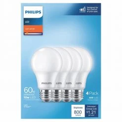 60-Watt Equivalent A19 Non-Dimmable E26 LED Light Bulb Soft White 2700K (4-Pack) by Philips -Philips Lighting Shop philips led light bulbs 565457 4f 1000