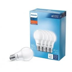 60-Watt Equivalent A19 Non-Dimmable E26 LED Light Bulb Soft White 2700K (4-Pack) by Philips -Philips Lighting Shop philips led light bulbs 565457 c3 1000