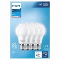 60-Watt Equivalent A19 Non-Dimmable E26 LED Light Bulb Daylight 5000K (4-Pack) by Philips -Philips Lighting Shop philips led light bulbs 565481 4f 1000
