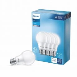 60-Watt Equivalent A19 Non-Dimmable E26 LED Light Bulb Daylight 5000K (4-Pack) by Philips -Philips Lighting Shop philips led light bulbs 565481 c3 1000