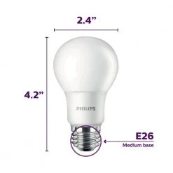 60-Watt Equivalent A19 Non-Dimmable E26 LED Light Bulb Daylight 5000K (4-Pack) by Philips -Philips Lighting Shop philips led light bulbs 565481 fa 1000