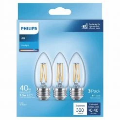 40-Watt Equivalent B11 Clear Glass Non-Dimmable E26 LED Light Bulb Daylight 5000K (3-Pack) by Philips 13 40-Watt Equivalent B11 Clear Glass Non-Dimmable E26 LED Light Bulb Daylight 5000K (3-Pack) by Philips -Philips Lighting Shop philips led light bulbs 567404 4f 1000