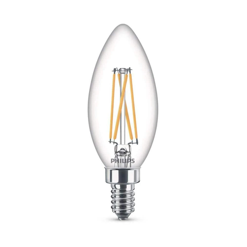 40-Watt Equivalent B11 Clear Glass Non-Dimmable E12 LED Light Bulb Soft White 2700K (3-Pack) by Philips 3 40-Watt Equivalent B11 Clear Glass Non-Dimmable E12 LED Light Bulb Soft White 2700K (3-Pack) by Philips