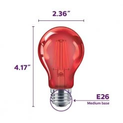 40-Watt Equivalent A19 Non-Dimmable E26 LED Light Bulb Red (1-Pack) by Philips -Philips Lighting Shop philips led light bulbs 568832 44 1000