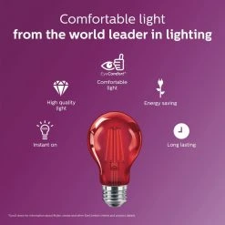 40-Watt Equivalent A19 Non-Dimmable E26 LED Light Bulb Red (1-Pack) by Philips -Philips Lighting Shop philips led light bulbs 568832 76 1000