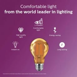 40-Watt Equivalent A19 Non-Dimmable E26 LED Light Bulb Orange (1-Pack) by Philips -Philips Lighting Shop philips led light bulbs 568840 76 1000
