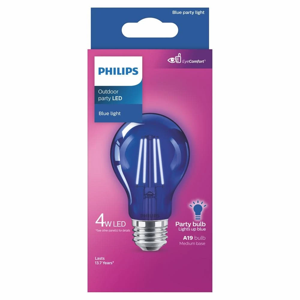 40-Watt Equivalent A19 Non-Dimmable E26 LED Light Bulb Blue (1-Pack) by Philips 5 40-Watt Equivalent A19 Non-Dimmable E26 LED Light Bulb Blue (1-Pack) by Philips - Image 3