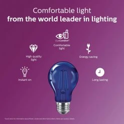 40-Watt Equivalent A19 Non-Dimmable E26 LED Light Bulb Blue (1-Pack) by Philips 15 40-Watt Equivalent A19 Non-Dimmable E26 LED Light Bulb Blue (1-Pack) by Philips -Philips Lighting Shop philips led light bulbs 568865 76 1000