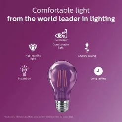 40-Watt Equivalent A19 Non-Dimmable E26 LED Light Bulb Purple (1-Pack) by Philips -Philips Lighting Shop philips led light bulbs 568881 76 1000