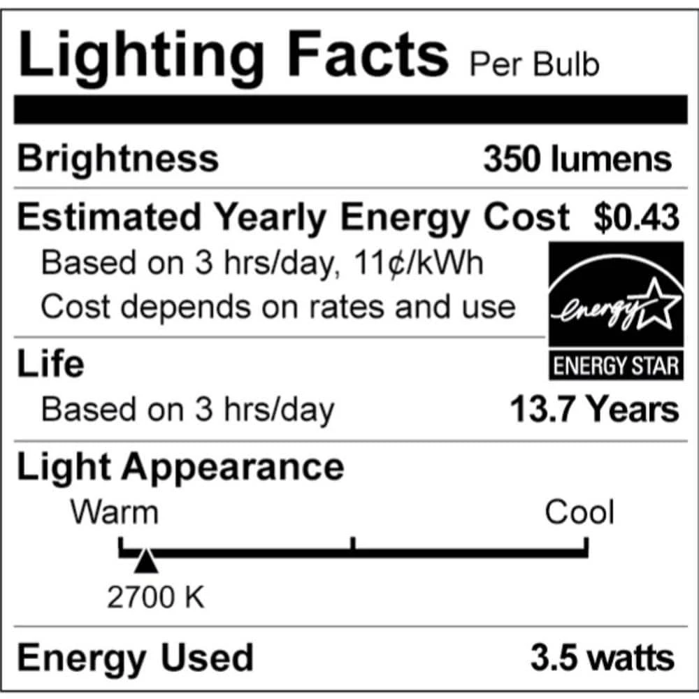 40-Watt Equivalent Ultra Definition G16.5 Clear Glass Dimmable E26 LED Light Bulb Soft White Warm Glow 2700K (2-Pack) by Philips 9 40-Watt Equivalent Ultra Definition G16.5 Clear Glass Dimmable E26 LED Light Bulb Soft White Warm Glow 2700K (2-Pack) by Philips - Image 7