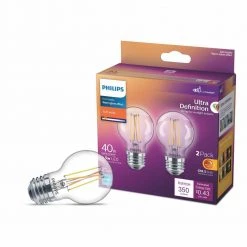 40-Watt Equivalent Ultra Definition G16.5 Clear Glass Dimmable E26 LED Light Bulb Soft White Warm Glow 2700K (2-Pack) by Philips 15 40-Watt Equivalent Ultra Definition G16.5 Clear Glass Dimmable E26 LED Light Bulb Soft White Warm Glow 2700K (2-Pack) by Philips -Philips Lighting Shop philips led light bulbs 573295 c3 1000