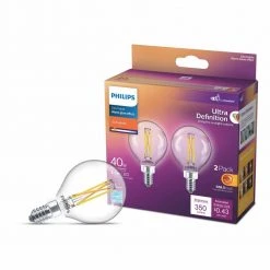 40-Watt Equivalent Ultra Definition G16.5 Clear Glass Dimmable E12 LED Light Bulb Soft White Warm Glow 2700K (2-Pack) by Philips 15 40-Watt Equivalent Ultra Definition G16.5 Clear Glass Dimmable E12 LED Light Bulb Soft White Warm Glow 2700K (2-Pack) by Philips -Philips Lighting Shop philips led light bulbs 573303 c3 1000
