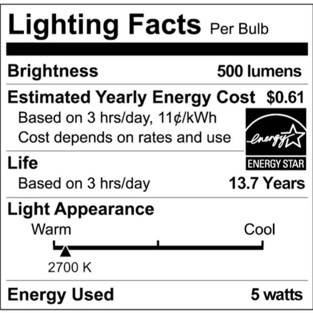 60-Watt Equivalent Ultra Definition G16.5 Clear Glass Dimmable E12 LED Light Bulb Soft White Warm Glow 2700K (2-Pack) by Philips 9 60-Watt Equivalent Ultra Definition G16.5 Clear Glass Dimmable E12 LED Light Bulb Soft White Warm Glow 2700K (2-Pack) by Philips - Image 7