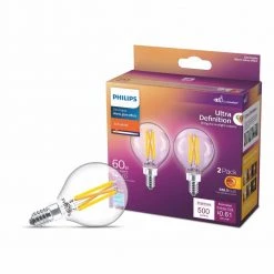 60-Watt Equivalent Ultra Definition G16.5 Clear Glass Dimmable E12 LED Light Bulb Soft White Warm Glow 2700K (2-Pack) by Philips 15 60-Watt Equivalent Ultra Definition G16.5 Clear Glass Dimmable E12 LED Light Bulb Soft White Warm Glow 2700K (2-Pack) by Philips -Philips Lighting Shop philips led light bulbs 573329 c3 1000