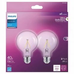 40-Watt Equivalent Ultra Definition G25 Clear Glass Dimmable E26 LED Light Bulb Daylight 5000K (2-Pack) by Philips -Philips Lighting Shop philips led light bulbs 573337 4f 1000