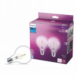 40-Watt Equivalent Ultra Definition G25 Clear Glass Dimmable E26 LED Light Bulb Daylight 5000K (2-Pack) by Philips -Philips Lighting Shop philips led light bulbs 573337 c3 1000
