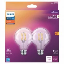 40-Watt Equivalent Ultra Definition G25 Clear Glass Dimmable E26 LED Light Bulb Soft White with Warm Glow 2700K (2-Pack) by Philips -Philips Lighting Shop philips led light bulbs 573345 4f 1000