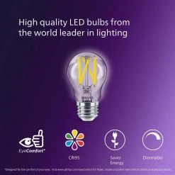 60-Watt Equivalent A15 Ultra Definition Dimmable Clear Glass E26 LED Light Bulb Soft White with Warm Glow 2700K (2-Pack) by Philips -Philips Lighting Shop philips led light bulbs 573386 fa 1000