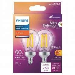 60-Watt Equivalent A15 Ultra Definition Dimmable Clear Glass E12 LED Light Bulb Soft White with Warm Glow 2700K (2-Pack) by Philips -Philips Lighting Shop philips led light bulbs 573394 4f 1000