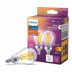 60-Watt Equivalent A15 Ultra Definition Dimmable Clear Glass E12 LED Light Bulb Soft White with Warm Glow 2700K (2-Pack) by Philips -Philips Lighting Shop philips led light bulbs 573394 c3 1000