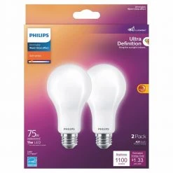 75-Watt Equivalent A21 Ultra Definition Dimmable E26 LED Light Bulb Soft White with Warm Glow 2700K (2-Pack) by Philips 16 75-Watt Equivalent A21 Ultra Definition Dimmable E26 LED Light Bulb Soft White with Warm Glow 2700K (2-Pack) by Philips -Philips Lighting Shop philips led light bulbs 573493 4f 1000