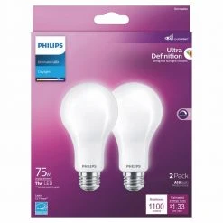 75-Watt Equivalent A21 Ultra Definition Dimmable E26 LED Light Bulb Daylight 5000K (2-Pack) by Philips 16 75-Watt Equivalent A21 Ultra Definition Dimmable E26 LED Light Bulb Daylight 5000K (2-Pack) by Philips -Philips Lighting Shop philips led light bulbs 573501 4f 1000