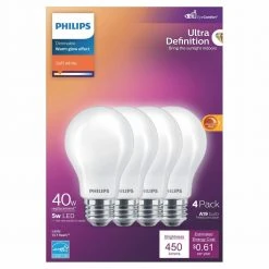 40-Watt Equivalent A19 Ultra Definition Dimmable E26 LED Light Bulb Soft White with Warm Glow 2700K (4-Pack) by Philips -Philips Lighting Shop philips led light bulbs 576090 4f 1000