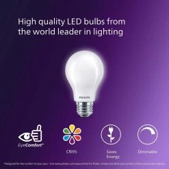40-Watt Equivalent A19 Ultra Definition Dimmable E26 LED Light Bulb Soft White with Warm Glow 2700K (4-Pack) by Philips -Philips Lighting Shop philips led light bulbs 576090 76 1000