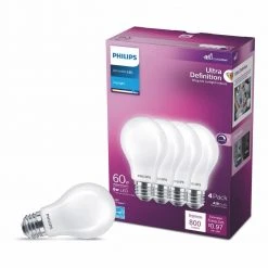 60-Watt Equivalent A19 Ultra Definition Dimmable E26 LED Light Bulb Daylight 5000K (4-Pack) by Philips -Philips Lighting Shop philips led light bulbs 576132 c3 1000