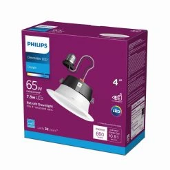 4 in. 5000K 65-Watt Equivalent Dimmable Integrated LED Daylight White Recessed Trim Downlight Flood Light Bulb (6-Pack) by Philips -Philips Lighting Shop philips recessed lighting trims 802652 44 1000
