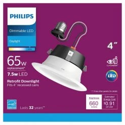 4 in. 5000K 65-Watt Equivalent Dimmable Integrated LED Daylight White Recessed Trim Downlight Flood Light Bulb (6-Pack) by Philips -Philips Lighting Shop philips recessed lighting trims 802652 fa 1000