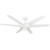 Elegant II WiFi 60 in. Integrated LED Indoor/Outdoor Pure White Smart Ceiling Fan with Light with Remote Control by TroposAir -Philips Lighting Shop pure white troposair ceiling fans with lights 88445 64 1000