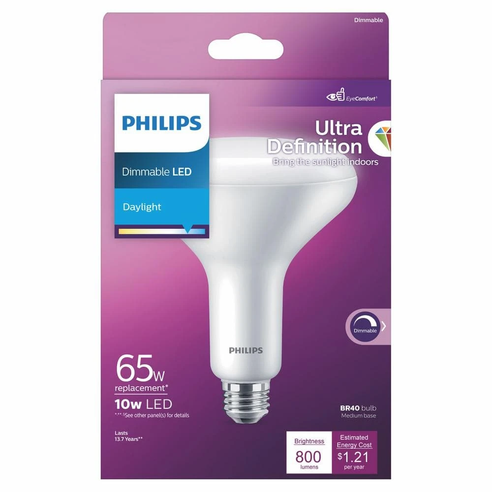 65-Watt Equivalent BR40 Ultra-Definition Dimmable E26 LED Light Bulb Soft White with Daylight 5000K (1-Pack) by Philips 7 65-Watt Equivalent BR40 Ultra-Definition Dimmable E26 LED Light Bulb Soft White with Daylight 5000K (1-Pack) by Philips - Image 5