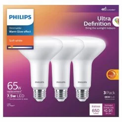 65-Watt Equivalent BR30 Ultra Definition Dimmable E26 LED Light Bulb Soft White with Warm Glow 2700K (3-Pack) by Philips -Philips Lighting Shop white philips led light bulbs 576769 4f 1000