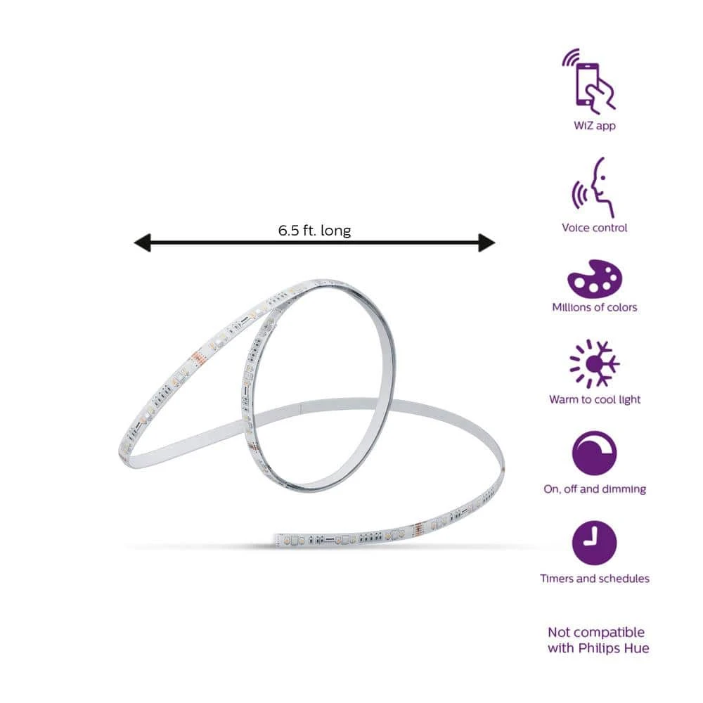 Color and Tunable White Dimmable Smart Wi-Fi Wiz Connected Light Strip (2M) by Philips 5 Color and Tunable White Dimmable Smart Wi-Fi Wiz Connected Light Strip (2M) by Philips - Image 4